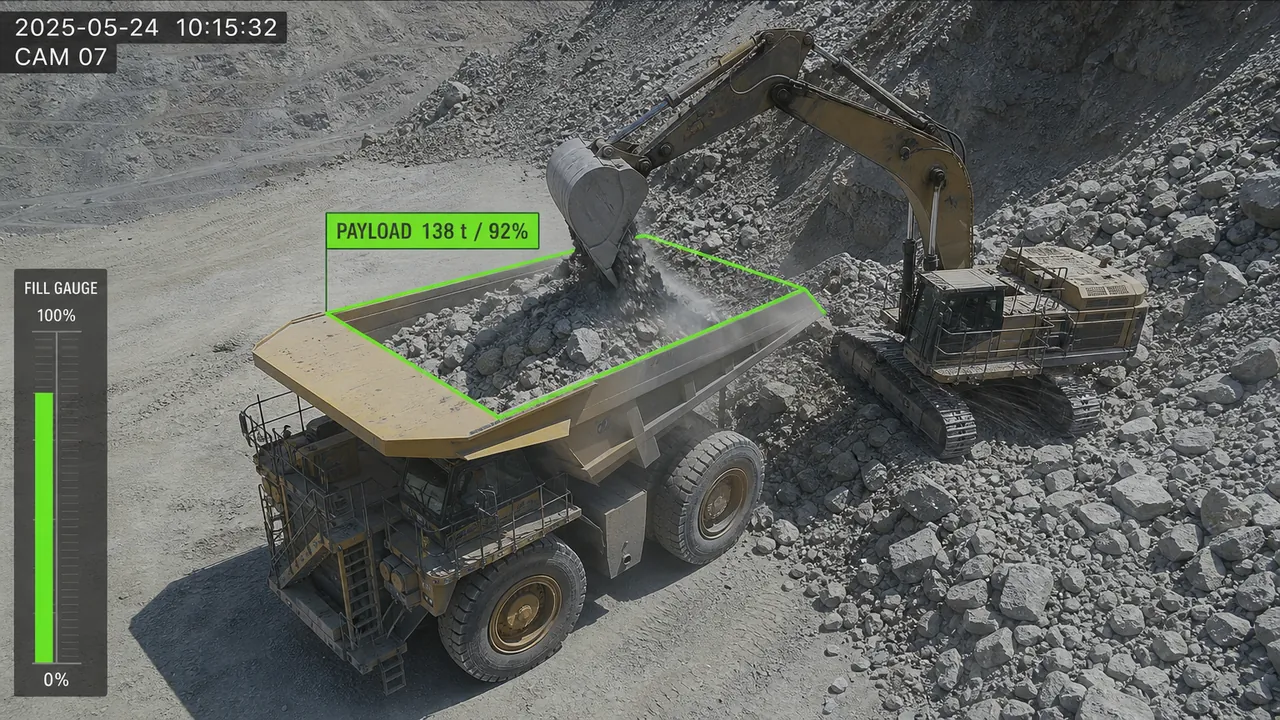 Payload & Loading Monitoring: Contoh tampilan: estimasi payload otomatis untuk mencegah over/under-loading